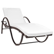 Pemberly Row PE Rattan Sun Lounger Set with Cushions in Brown (5-Piece)