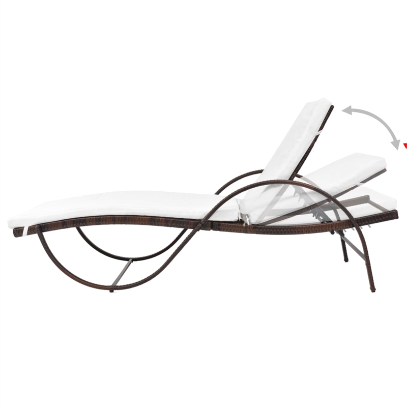 Pemberly Row PE Rattan Sun Lounger Set with Cushions in Brown (5-Piece)