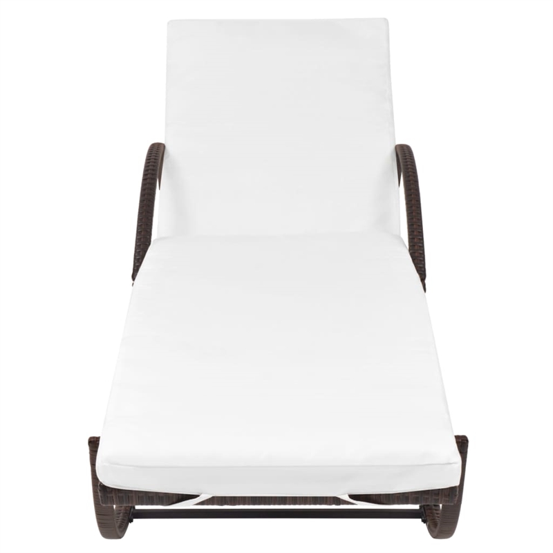 Pemberly Row PE Rattan Sun Lounger Set with Cushions in Brown (5-Piece)