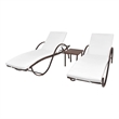 Pemberly Row PE Rattan Sun Lounger Set with Cushions in Brown (5-Piece)