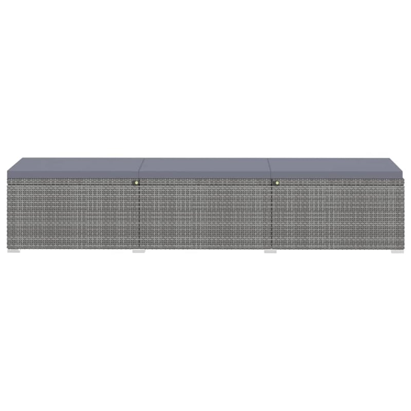 Pemberly Row PE Rattan Adjustable Sun Lounger Set with Table in Gray