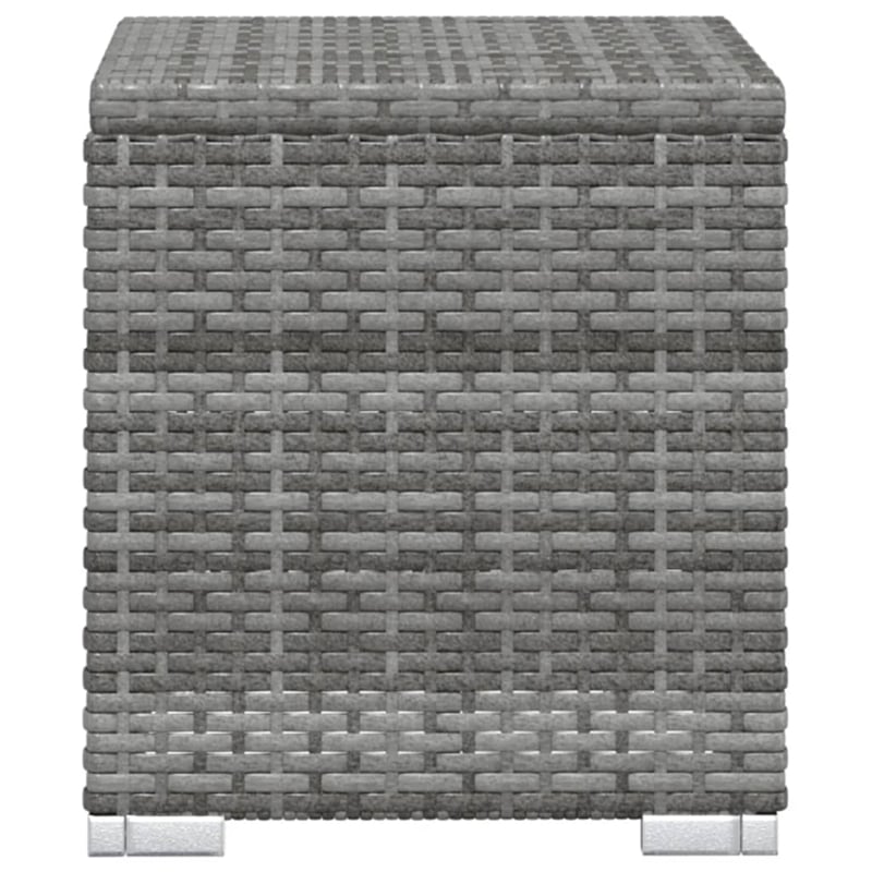 Pemberly Row PE Rattan Adjustable Sun Lounger Set with Table in Gray