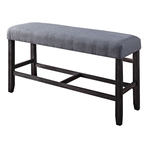 Pemberly Row Fabric Counter Height Bench with Padded Seat in Brown and Blue