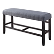 Pemberly Row Fabric Counter Height Bench with Padded Seat in Brown and Blue