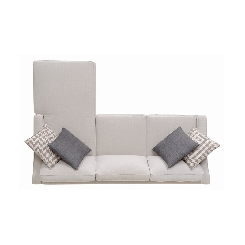 Pemberly Row L-Shaped Fabric Sectional with Chaise Storage in Cream