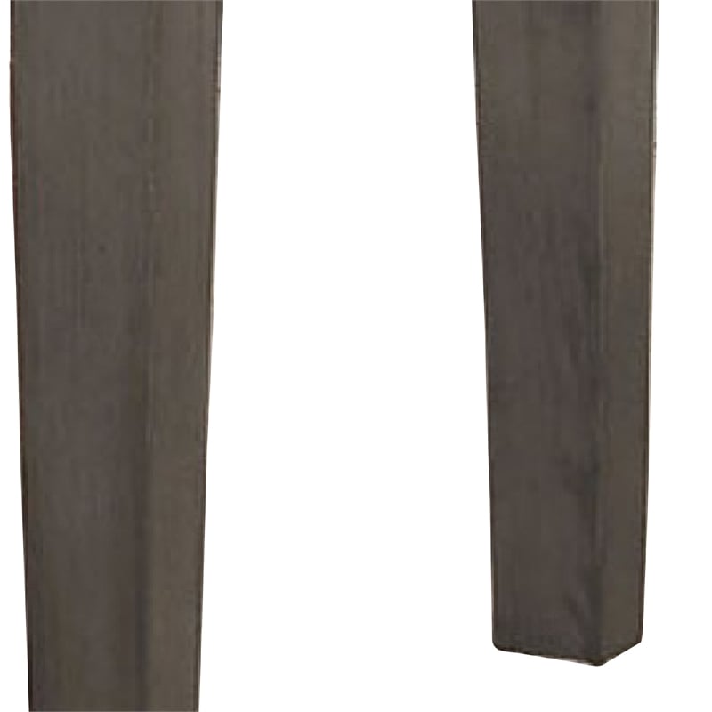 Pemberly Row Fabric Padded Bench with Wooden Tapered Legs in Charcoal Gray
