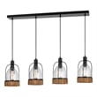 Pemberly Row Pendant Light with 4 Lantern Glass Shades in Black and Clear