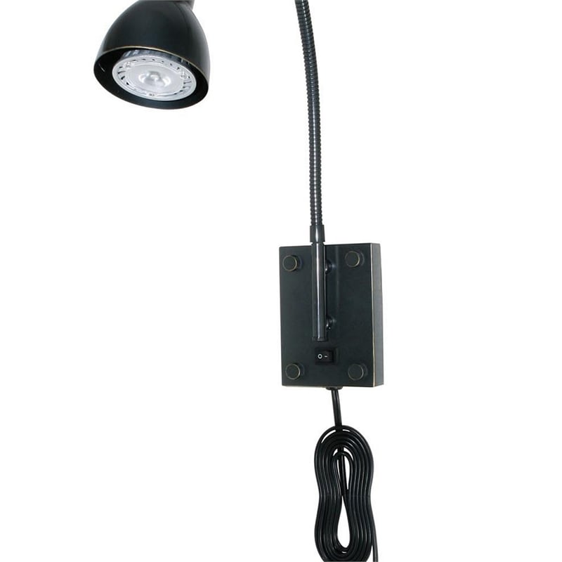 Pemberly Row Round 6W LED Wall Reading Lamp with Plug-In Switch in Black