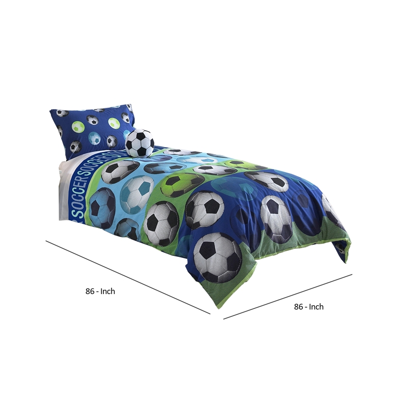 Pemberly Row 3-Piece Twin Comforter Set with Soccer Theme in Multicolor
