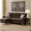 Pemberly Row Velvet Sectional with Tufted Back and Nailhead Trim in Tan