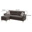 Pemberly Row Velvet Sectional with Tufted Back and Nailhead Trim in Tan