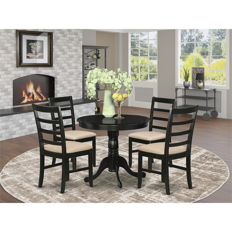 Pemberly Row Antique 5-Piece Wood Kitchen Dining Set in Cappuccino