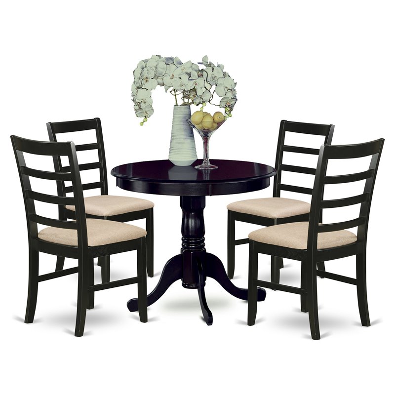 Pemberly Row Antique 5-Piece Wood Kitchen Dining Set in Cappuccino