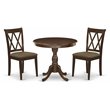 Pemberly Row 3-Piece X-Back Dining Set with Fabric Seats in Mahogany
