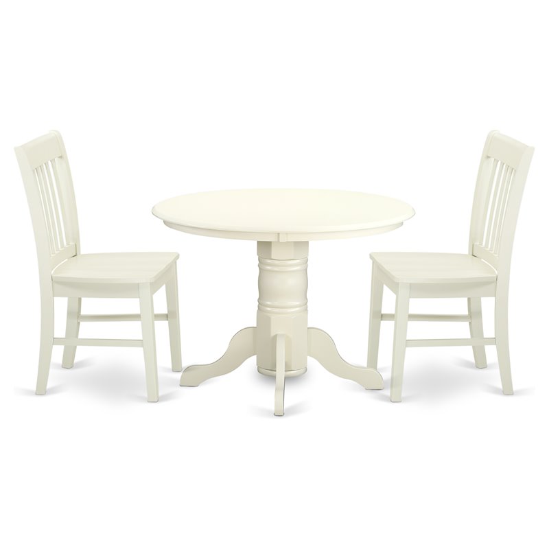 Pemberly Row 3-Piece Dining Set in Linen White with Wood Chairs