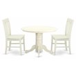 Pemberly Row 3-Piece Dining Set in Linen White with Wood Chairs