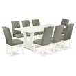 Pemberly Row 9-Piece Dining Set in Linen White/Smoke with Rubber Wood
