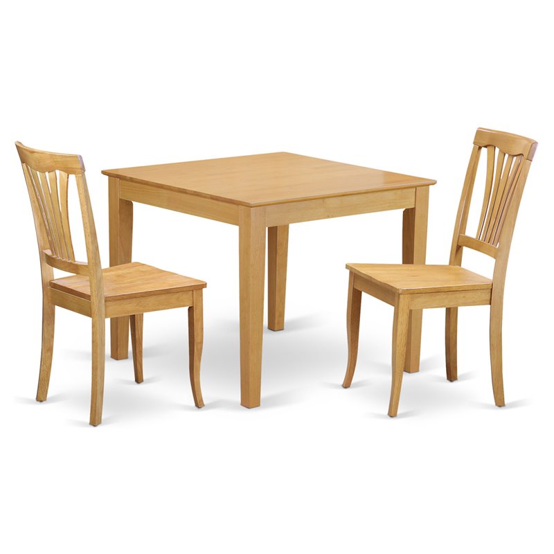 Pemberly Row Traditional 3-Piece Wood Table Set in Oak for Kitchen