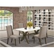 Pemberly Row 5-Piece Wood Dining Room Set in Jacobean Brown & Multi-Color
