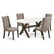 Pemberly Row 5-Piece Wood Dining Room Set in Jacobean Brown & Multi-Color