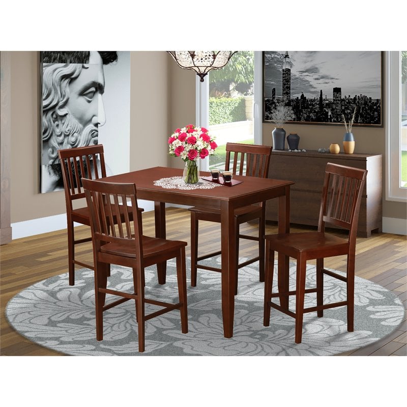Pemberly Row 5-Piece Mahogany Rectangular Counter Height Dining Set