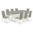 Pemberly Row 9-Piece Wood Dining Set with Shitake Padded Chairs in White