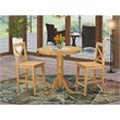 Pemberly Row 3-Piece Wood Dining Set with Bar Stools in Light Oak