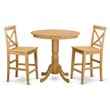 Pemberly Row 3-Piece Wood Dining Set with Bar Stools in Light Oak