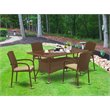 Pemberly Row 5-Piece Metal Patio Dining Set with Brown Cushions