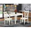 Pemberly Row 3-Pc Dining Set Wood Table and Chairs in Linen White Finish