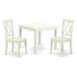 Pemberly Row 3-Pc Dining Set Wood Table and Chairs in Linen White Finish
