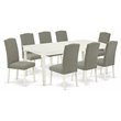 Pemberly Row 9-Piece Dining Set in Linen White with Parson Chairs