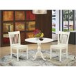 Pemberly Row 3-Piece Dining Set with Drop Leaf Table in Linen White