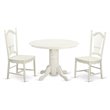 Pemberly Row 3-Piece Round Dining Table Set in Linen White Finish