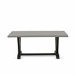 Pemberly Row Rectangle Rubber Wood Dining Table in Gray and Black