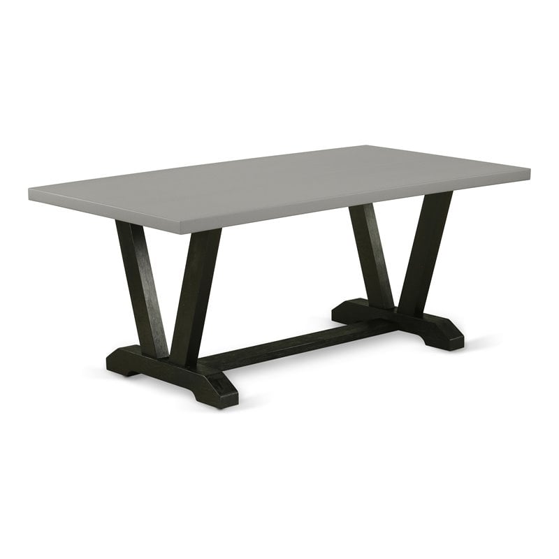 Pemberly Row Rectangle Rubber Wood Dining Table in Gray and Black