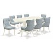 Pemberly Row 9-Piece Wood Dining Set in Linen White and Baby Blue