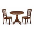 Pemberly Row 3-Piece Dining Set w/ Mahogany Finish and Slatted Chairs