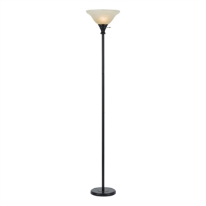 Pemberly Row 70&quot Torchiere Lamp with Frosted Glass Shade in Dark Bronze