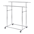 Pemberly Row Dual Bar Garment Rack with Casters 80 lbs Per Bar in Chrome