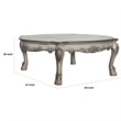 Pemberly Row Scalloped Top Coffee Table with Claw Legs in Antique Silver