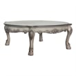 Pemberly Row Scalloped Top Coffee Table with Claw Legs in Antique Silver