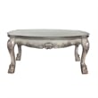 Pemberly Row Scalloped Top Coffee Table with Claw Legs in Antique Silver