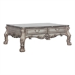 Pemberly Row 2-Drawer Coffee Table with Claw Legs in Antique Silver