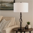 Pemberly Row Round Shade 150W Table Lamp with Spiral Base in White/Bronze