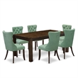 Pemberly Row 7-Piece Dining Table Set Rubberwood Jacobean Finish