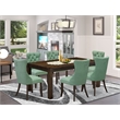 Pemberly Row 7-Piece Dining Table Set Rubberwood Jacobean Finish