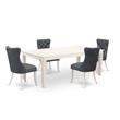 Pemberly Row 5-Piece Kitchen Table Set Rubberwood Gray Upholstery
