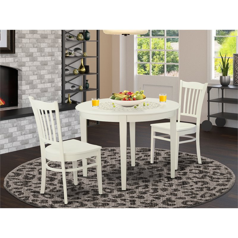 Pemberly Row 3-Piece Wood Kitchen Table and Chair Set in Linen White