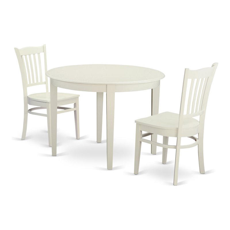 Pemberly Row 3-Piece Wood Kitchen Table and Chair Set in Linen White